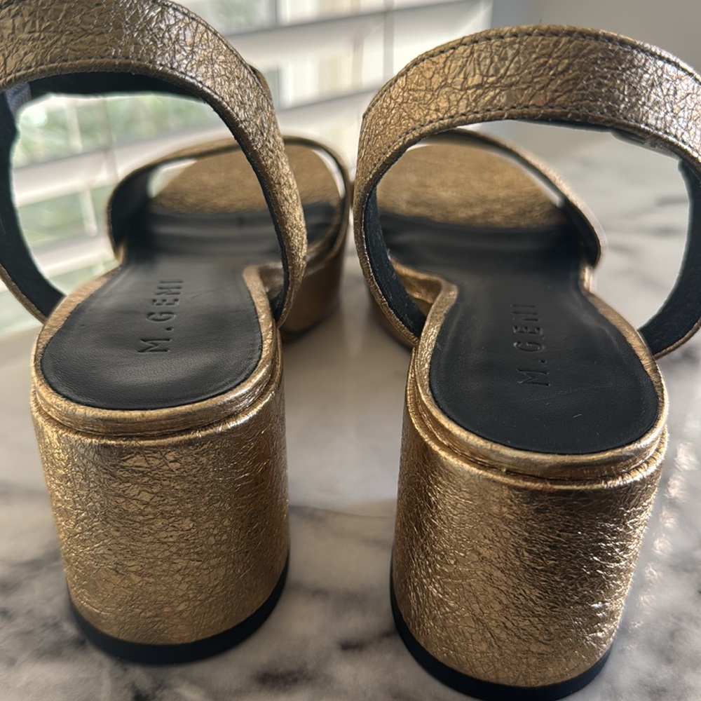 M. Gemi Lizza Nuova Limited Edition Warm Gold leather platform sandals 35.5, EUC - Picture 9 of 9